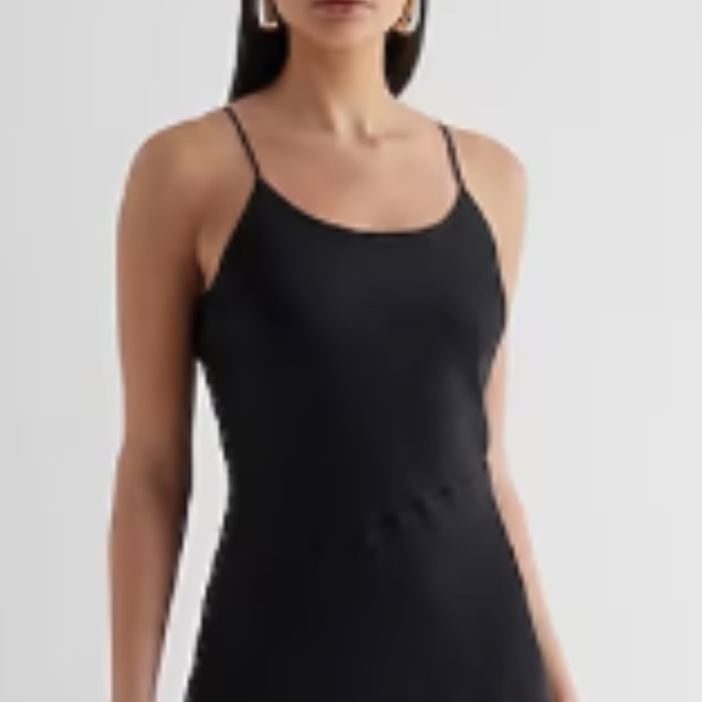 Express Midi Satin Scoop Neck Dress